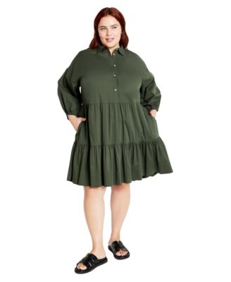 Plus Size Kiara Tiered Cotton-Blend Dress