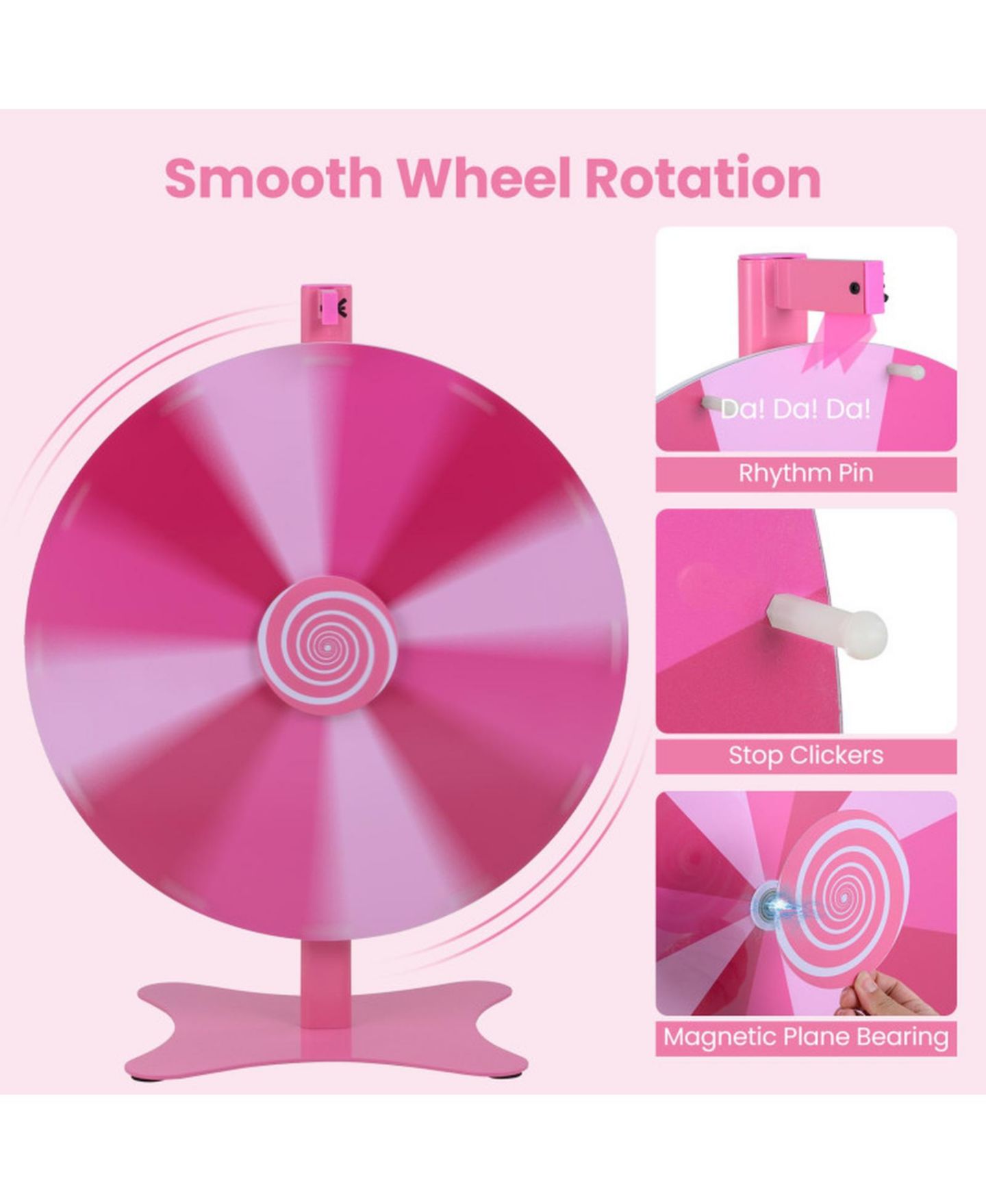 Детская игрушка HONGGE 24-Inch Adjustable Spinning Prize Wheel Game, Ages 3+, цвет: Розовый — фото 6