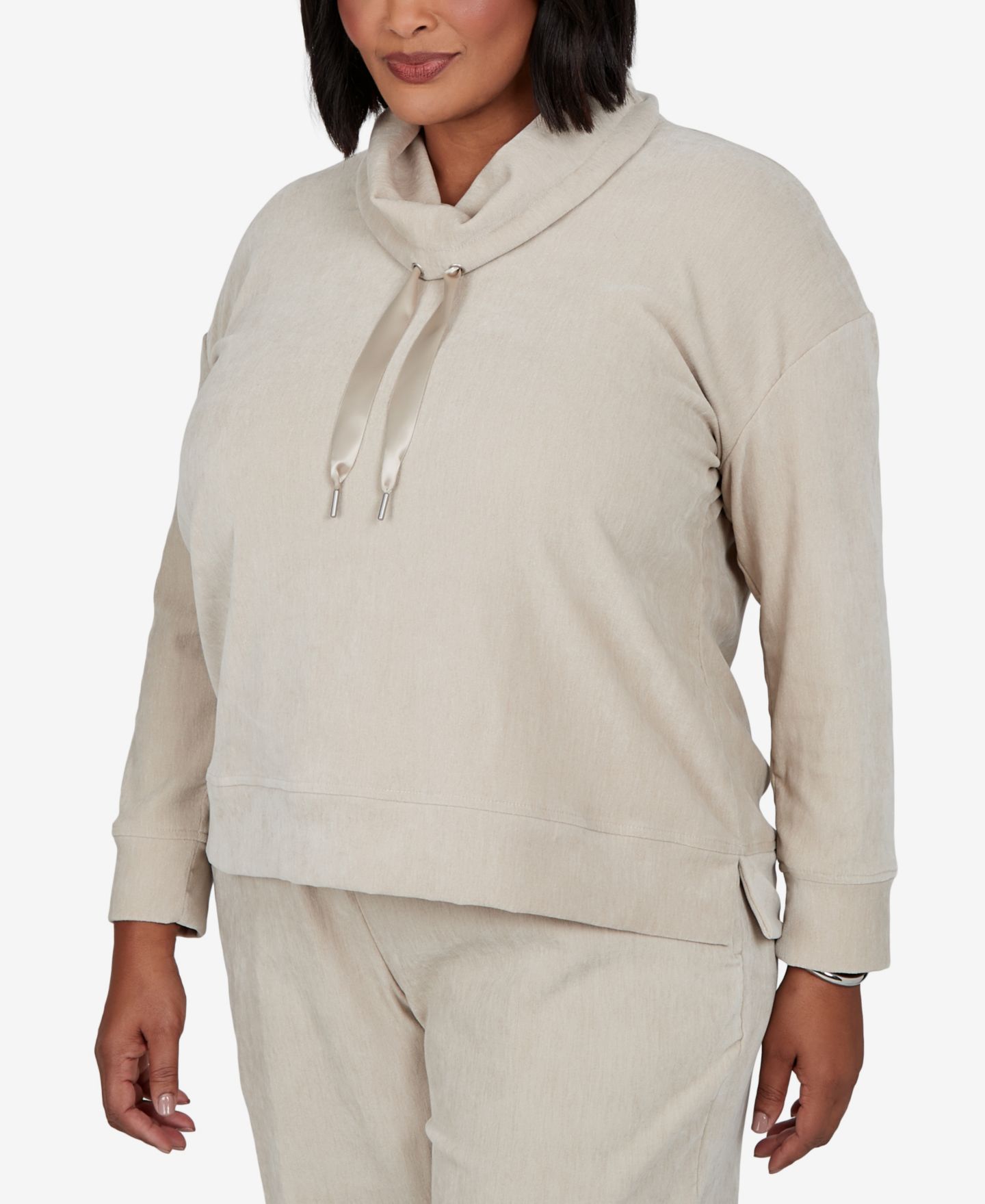 Женский свитер Ruby Rd. Plus Size Cowl Neck Ribbed-Knit Long-Sleeve Pullover, цвет: Chino — фото 4