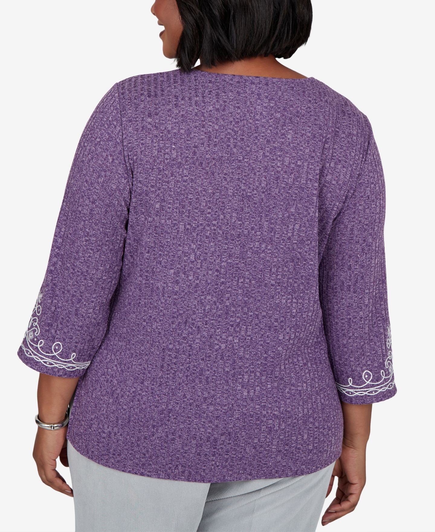 Женский топ Alfred Dunner Plus Size Crewneck 3/4-Sleeve Tunic Top, цвет: Amthyst — фото 5