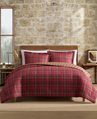 Treebark Plaid Microfiber 3-Piece Comforter Set, King