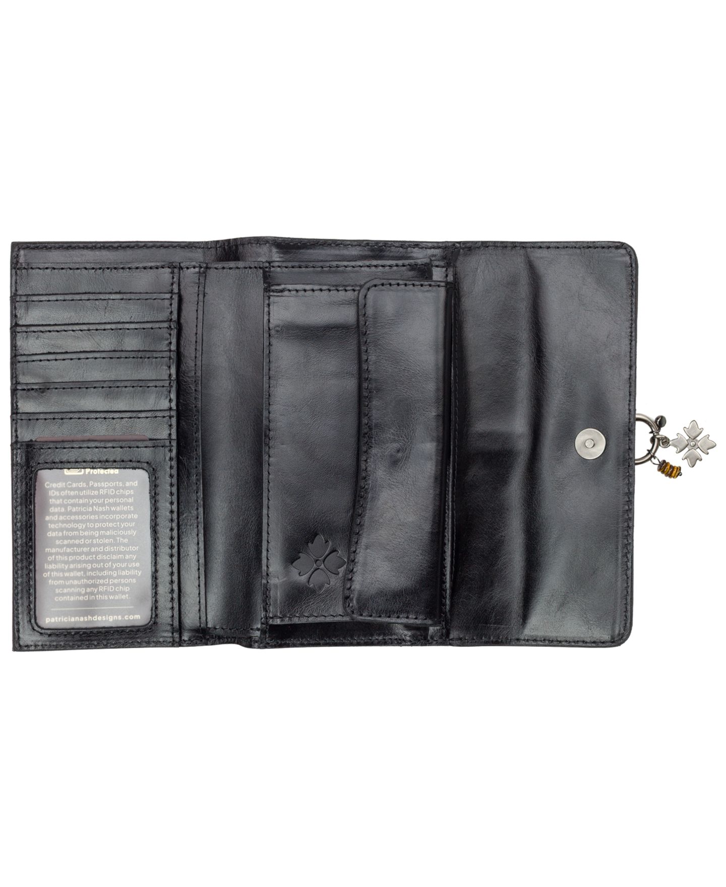 Женский кошелёк Patricia Nash Lottie Boxed Full Grain Leather Trifold Wallet, цвет: Чёрный — фото 4