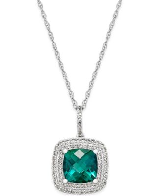 Macy's Lab-Created Emerald (1-1/2 ct. t.w.) and White Sapphire (1/3 ct ...