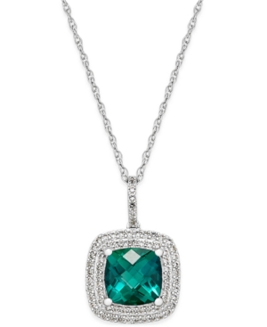 image of Lab-Created Emerald (1-1/2 ct. t.w.) and White Sapphire (1/3 ct. t.w.) Pendant Necklace in Sterling Silver