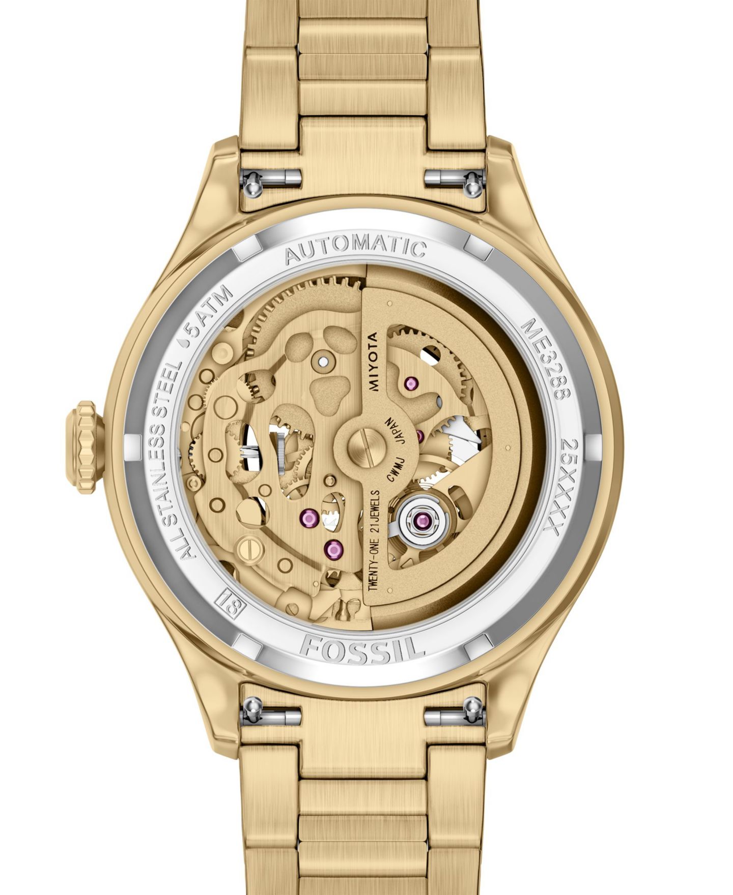 Женские часы Fossil Automatic Water-Resistant Gold Stainless Steel Bracelet Watch 36mm — фото 4