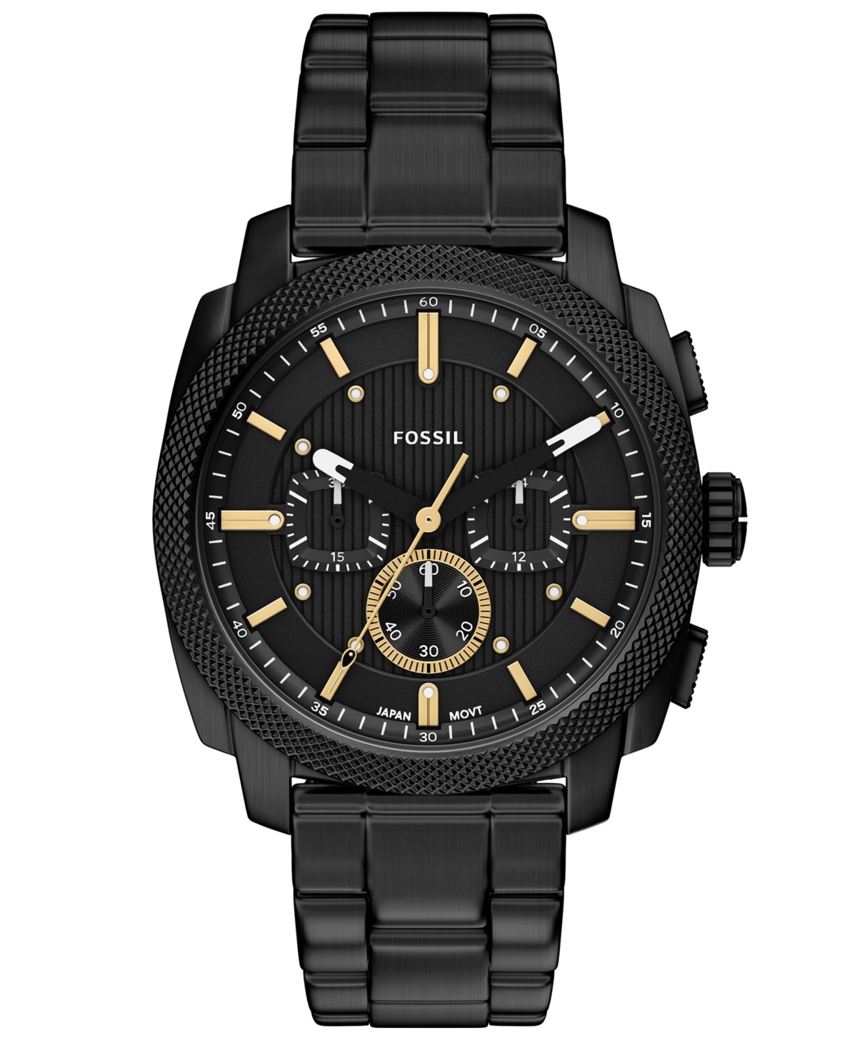 Fossil Men's Quartz Chronograph Machine Black Stainless Steel Watch, 44mm