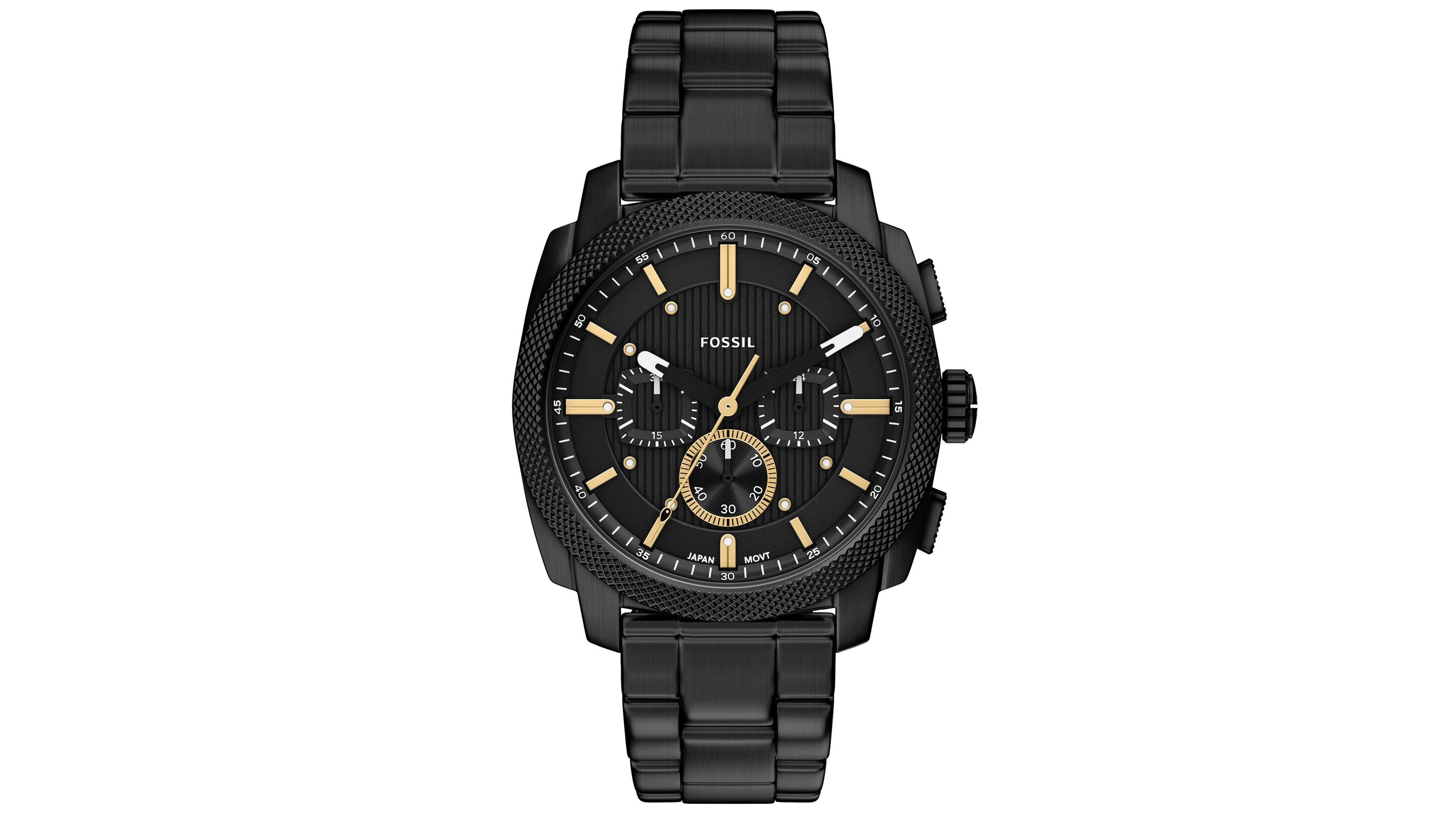Fossil Men's Quartz Chronograph Machine Black Stainless Steel Watch, 44mm