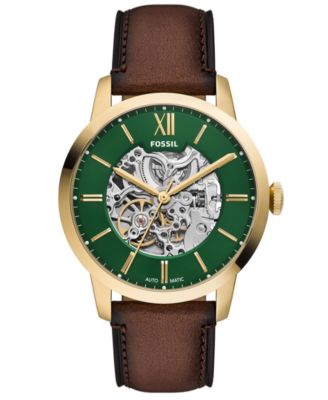 Men's Automatic Water-Resistant Townsman Brown Leather Watch 44mm