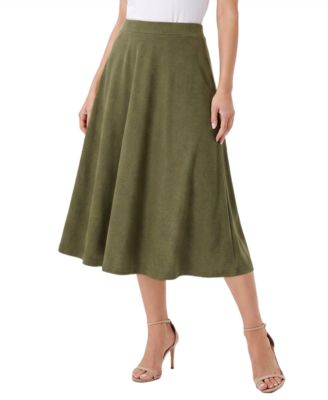 Petite High-Waisted A-Line Midi Skirt