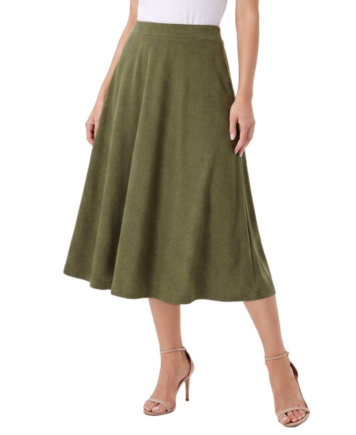 Ny Collection Women's High-Waisted A-Line Midi Skirt - Winter Moss