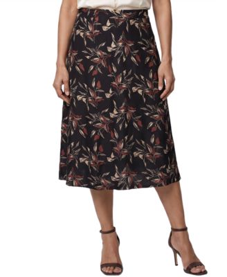 Petite High-Waisted A-Line Midi Skirt