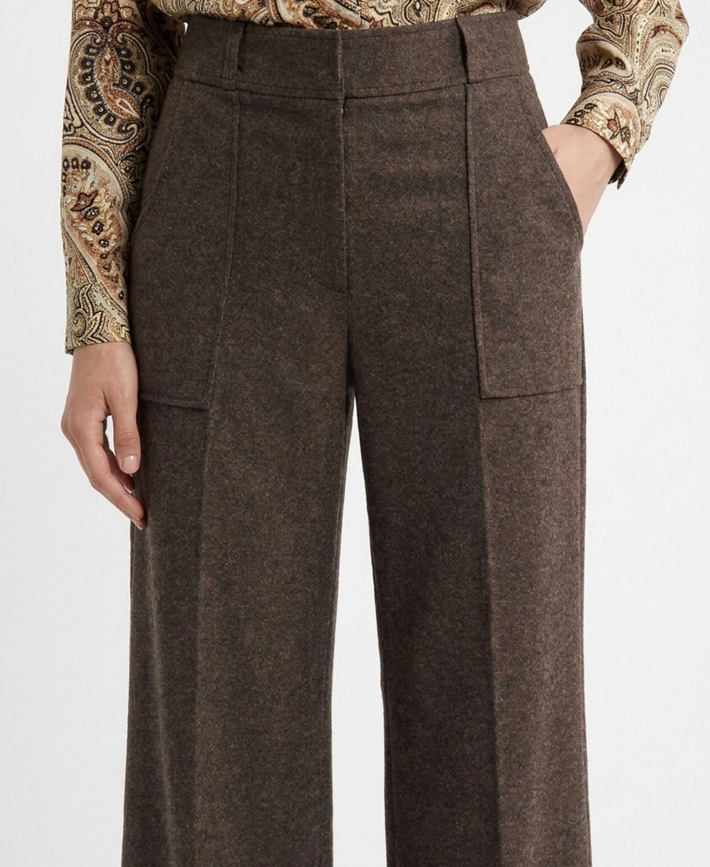 Женские брюки Elie Tahari Natalie Wide-Leg High-Waisted Pleated Wool-Blend, цвет: Коричневый — фото 3