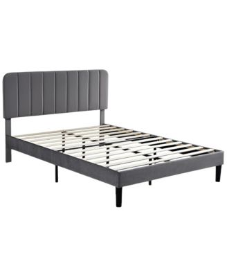 Full Size Upholstered Bed Frame with Headboard and Platform Design