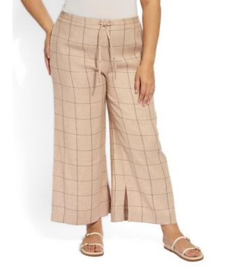 Plus Size Nixie Drawstring Wide-Leg Linen-Blend Pants