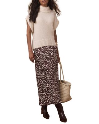 Women's Animal Print Satin Midi Slip Skirt