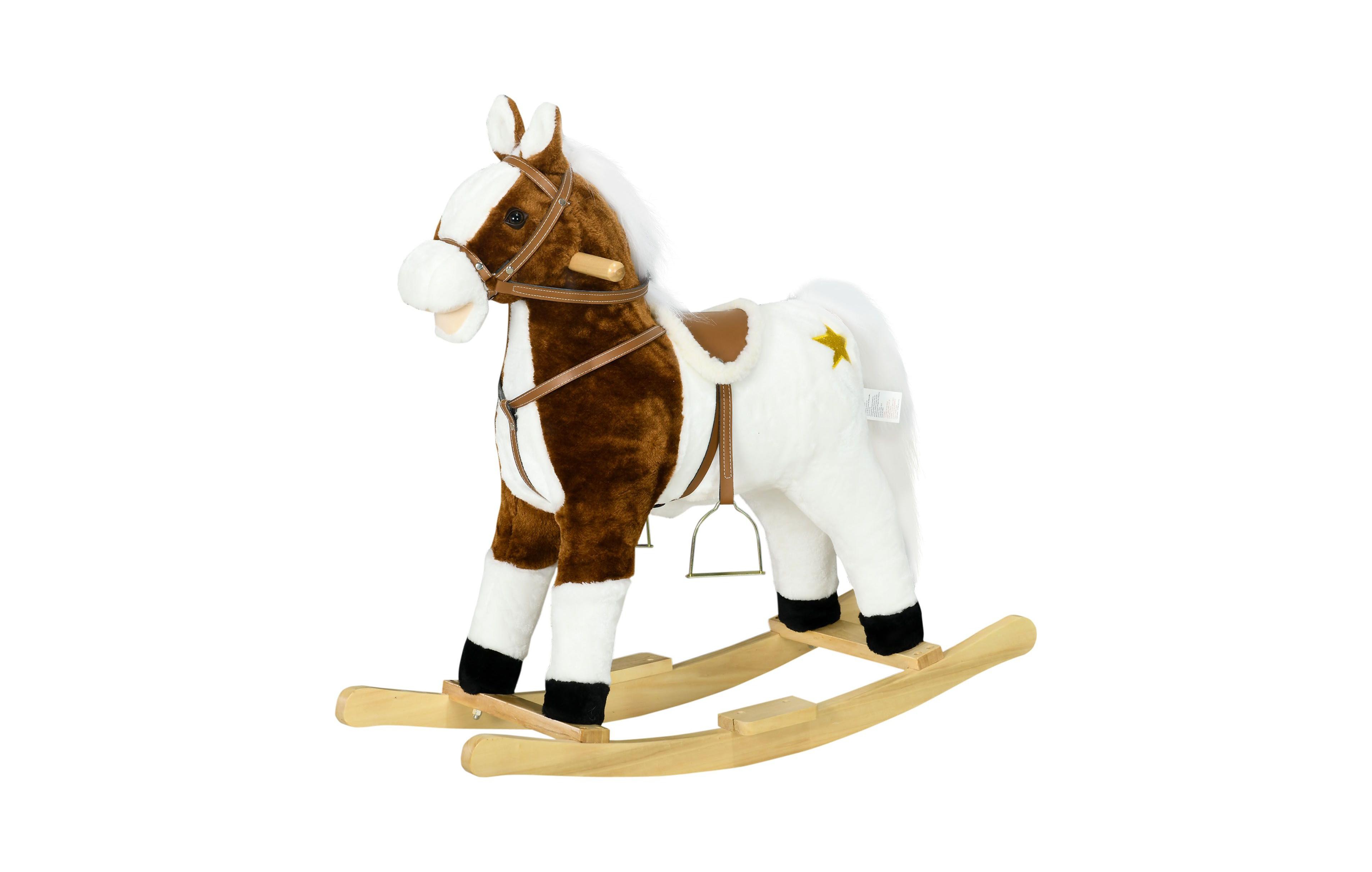 Sevorley Kids Rocking Wooden Ride-On Toy with Safety Handles, Ages 3-8
