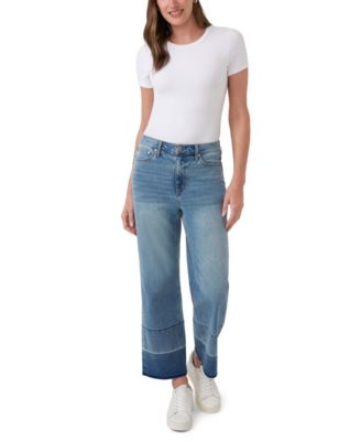Women's Released Hem High-Rise Wide Leg Jeans