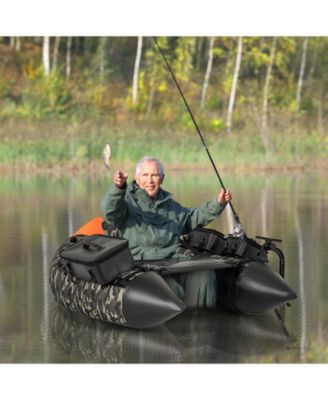 Portable Inflatable Fishing Boat, 360 degrees Rotatable Fish Finder Mount, Rod Holders & 3 Storage Boxes