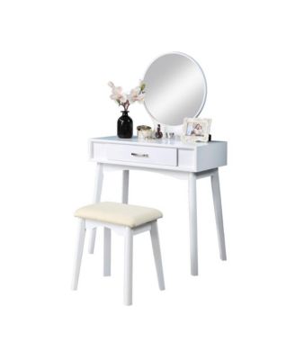 Maly Contemporary Wood Vanity and Stool Set