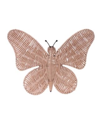 14" X 18" Butterfly Rattan Hanging Dimensional Sculpture