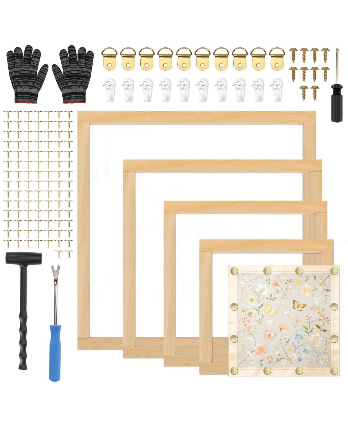 Aeelike Solid Wood Needlepoint Stretcher Bars Complete Craft Tool Kit