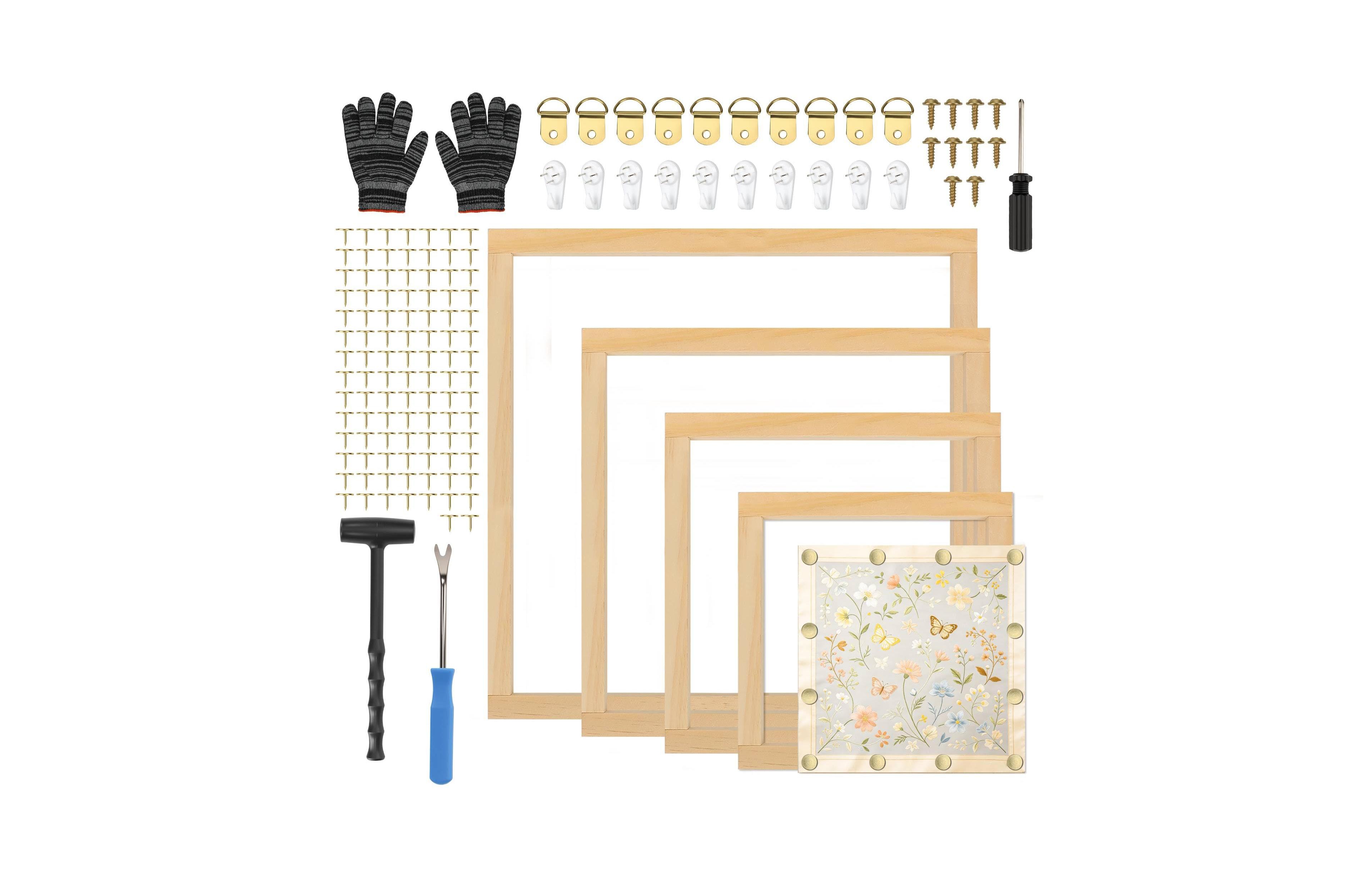 Aeelike Solid Wood Needlepoint Stretcher Bars Complete Craft Tool Kit