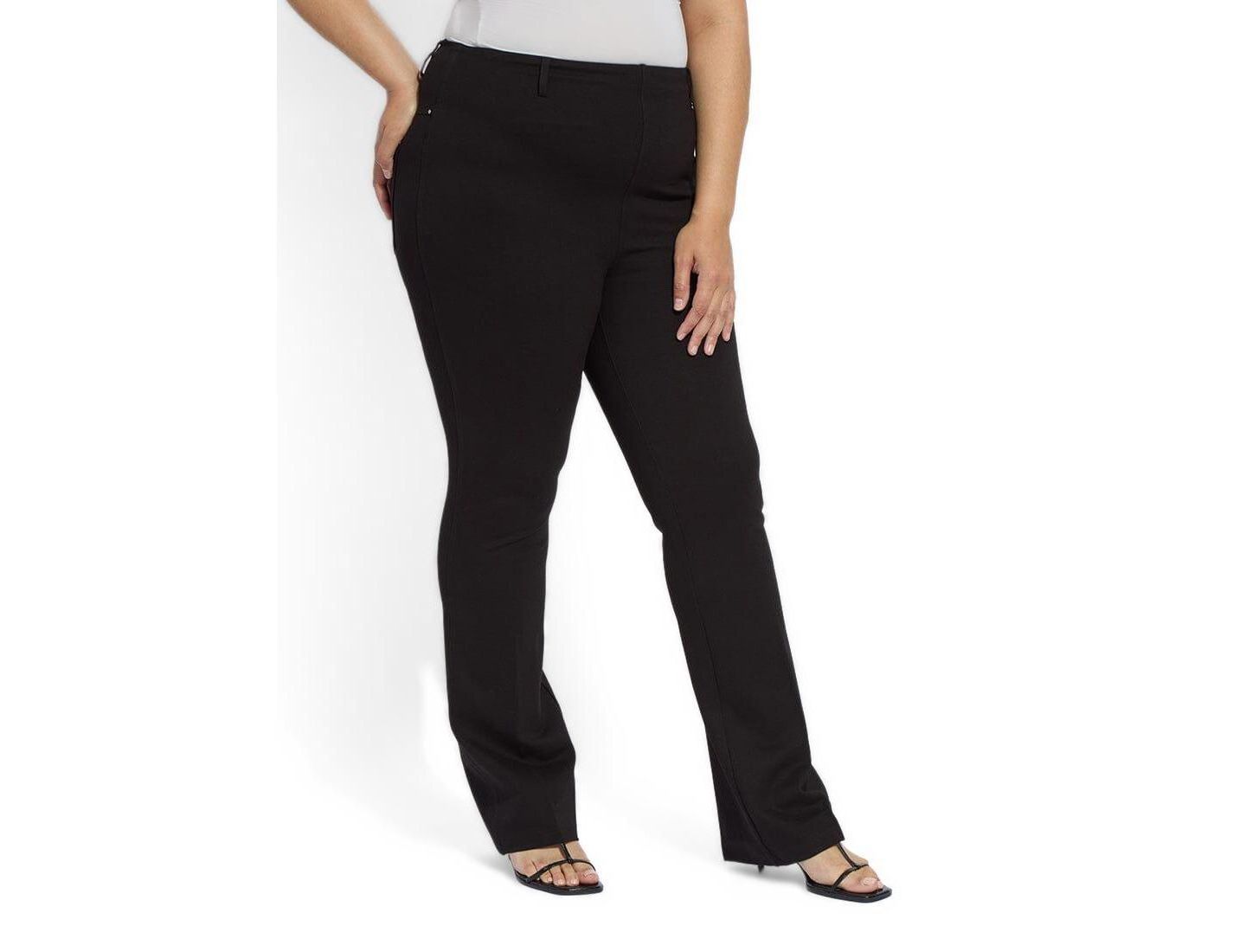 Женские брюки LYSSE Plus Size Baby Bootcut High-Waisted, цвет: Чёрный — фото 1