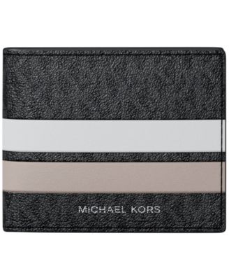 Men's Slim Bifold Signature Logo Print Faux Leather Wallet