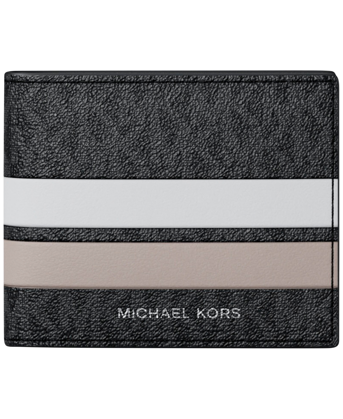 Michael Kors Men's Slim Bifold Signature Logo Print Faux Leather Wallet - Nickle Multi
