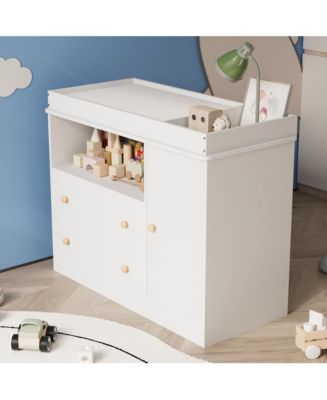homfan Baby Changing Table Dresser with Safety Rails 2 Drawers and ...