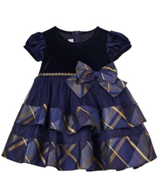 Baby Girls' Holiday Puff-Sleeve Plaid Dress