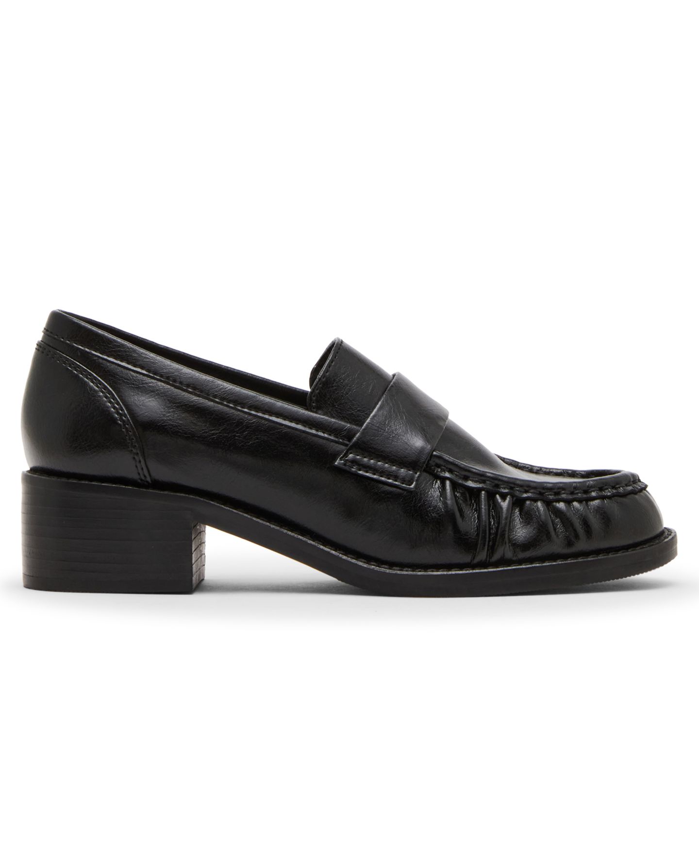 Женские туфли Steve Madden Altman Ruched Penny, цвет: Чёрный кожаный — фото 2