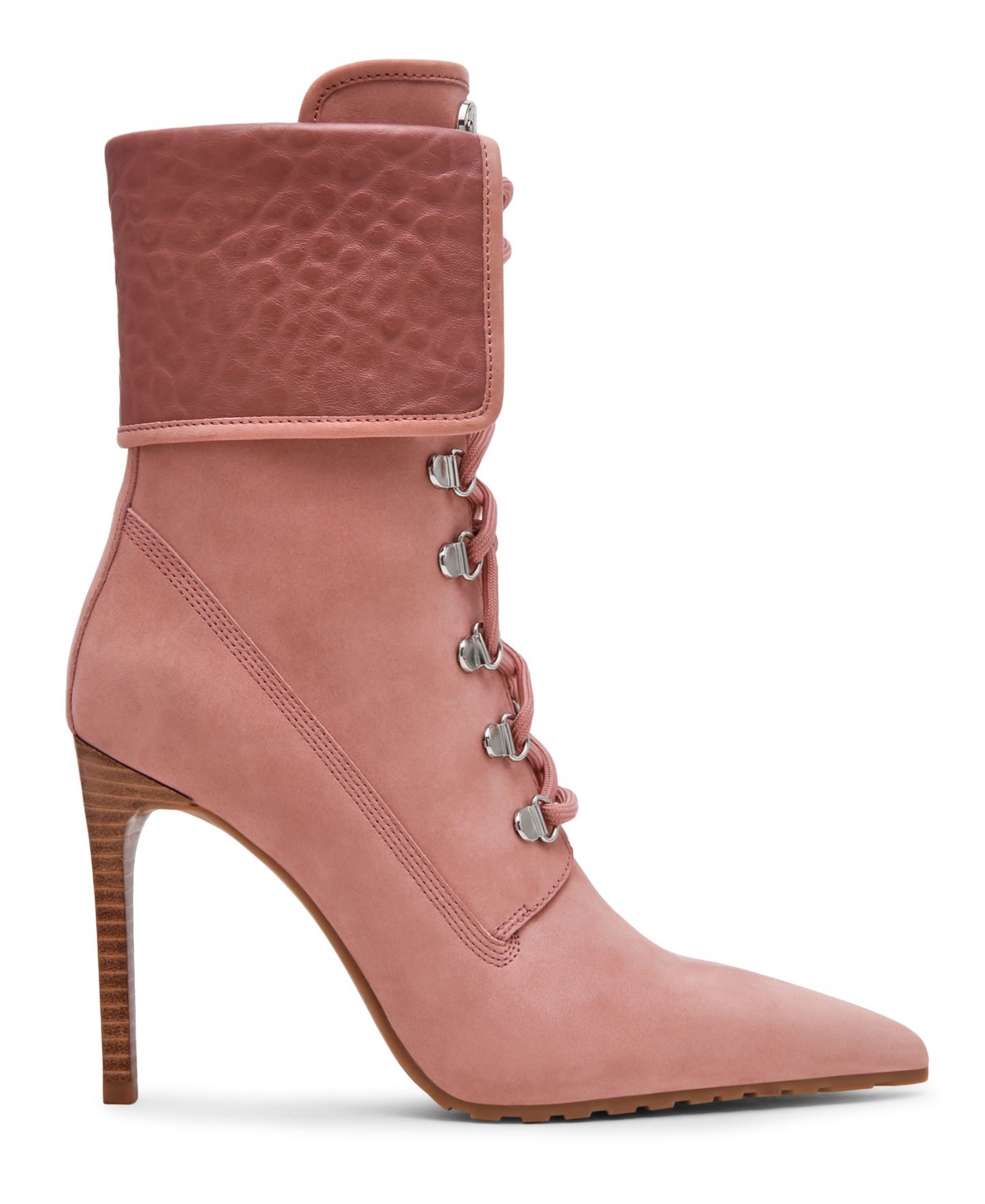 Женские ботинки Steve Madden Morals Lace-Up Stiletto Work Booties, цвет: Розовый нубуковый — фото 2