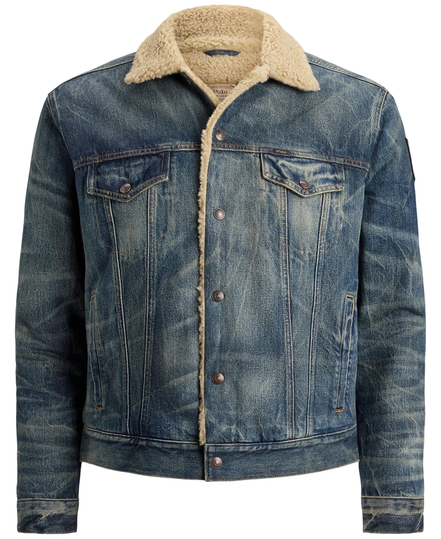Мужская джинсовая куртка Polo Ralph Lauren Big & Tall с подкладкой из шерпы, длинный рукав, цвет: Earlton — фото 6