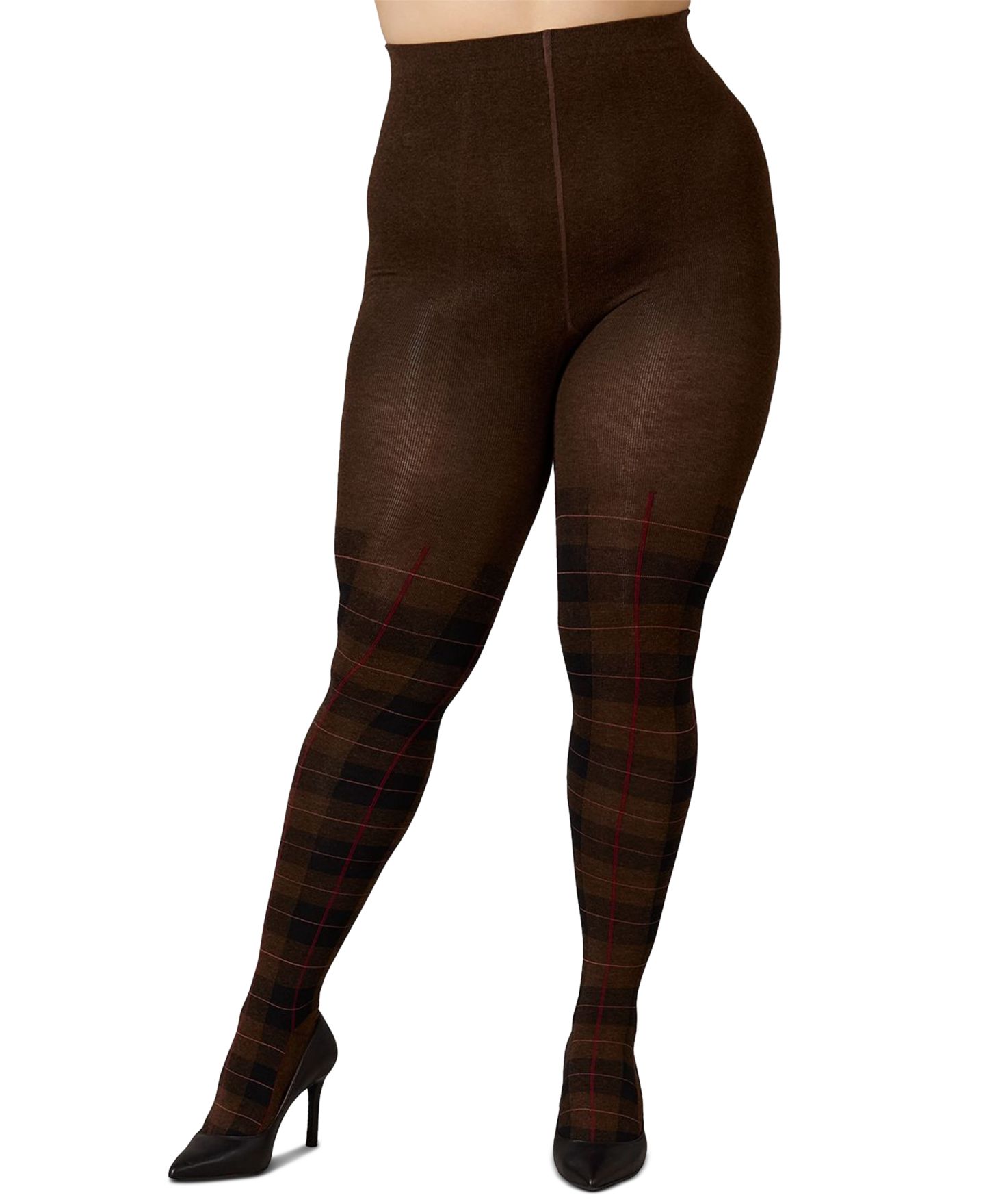 Женские колготки MeMoi Glasgow Tartan Plaid Stretch Sweater Tights, цвет: Коричневый меланжевый — фото 2