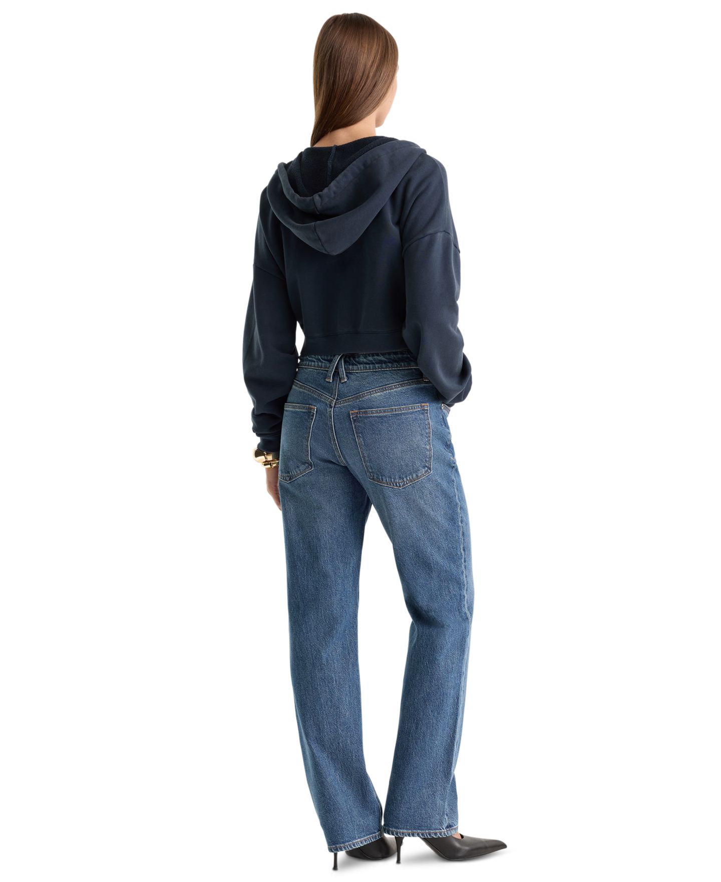 Женские джинсы Good American Mid-Rise Straight-Leg Medium-Rinse, цвет: Westgate — фото 3