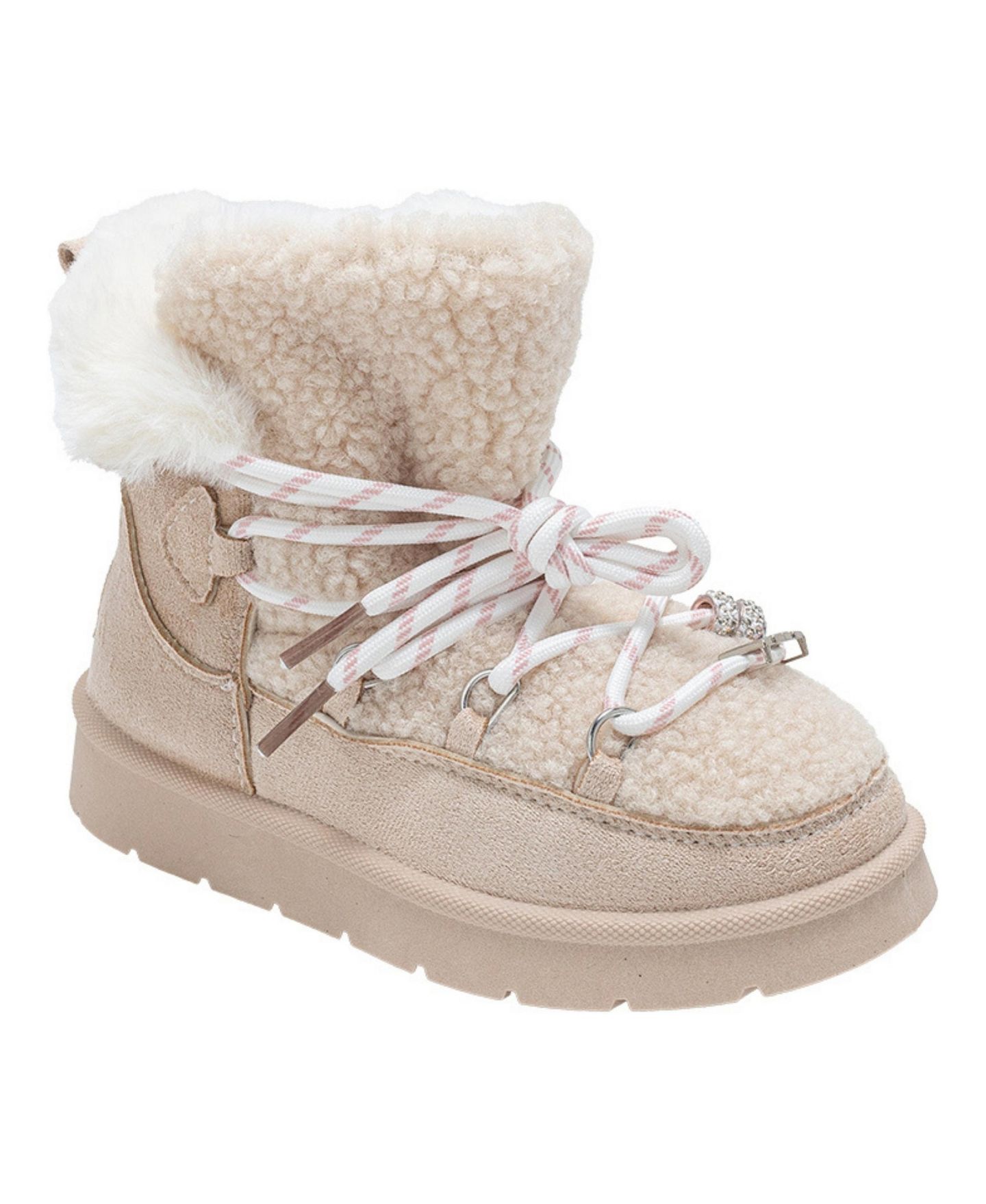 Ботинки Bebe Faux Shearling Lace Up Winter Boots для девочек, цвет: Кремовый — фото 9
