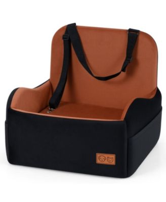 Detachable Dog Booster Car Seat with Orthopedic Foam Cushion Safety Leash and Non-Slip Base