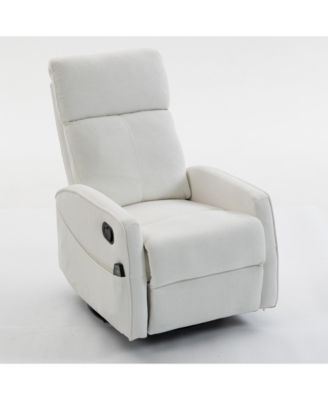 Short Plush Manual Armchair Sofa, 360degree Swivel Button Recliner, Soft Fabric Comfortable Leisure Chair for Living Room