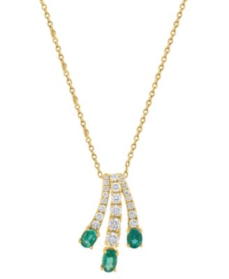 Diamond (3/8 ct. t.w.) and Emerald (5/8 ct. t.w.) Pendant in 14k Yellow Gold