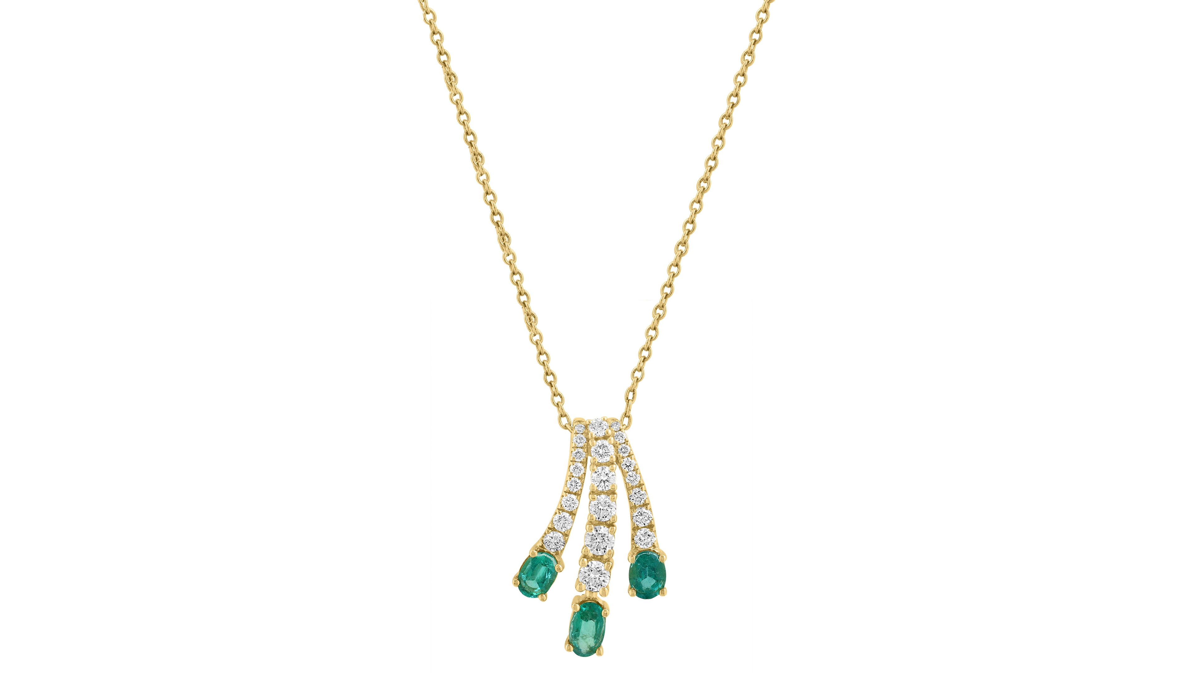 Effy Collection Diamond (3/8 ct. t.w.) and Emerald (5/8 ct. t.w.) Pendant in 14k Yellow Gold