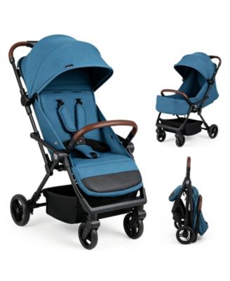 Lightweight Baby Stroller w/One-Hand Folding Adjustable Canopy Backrest Footrest