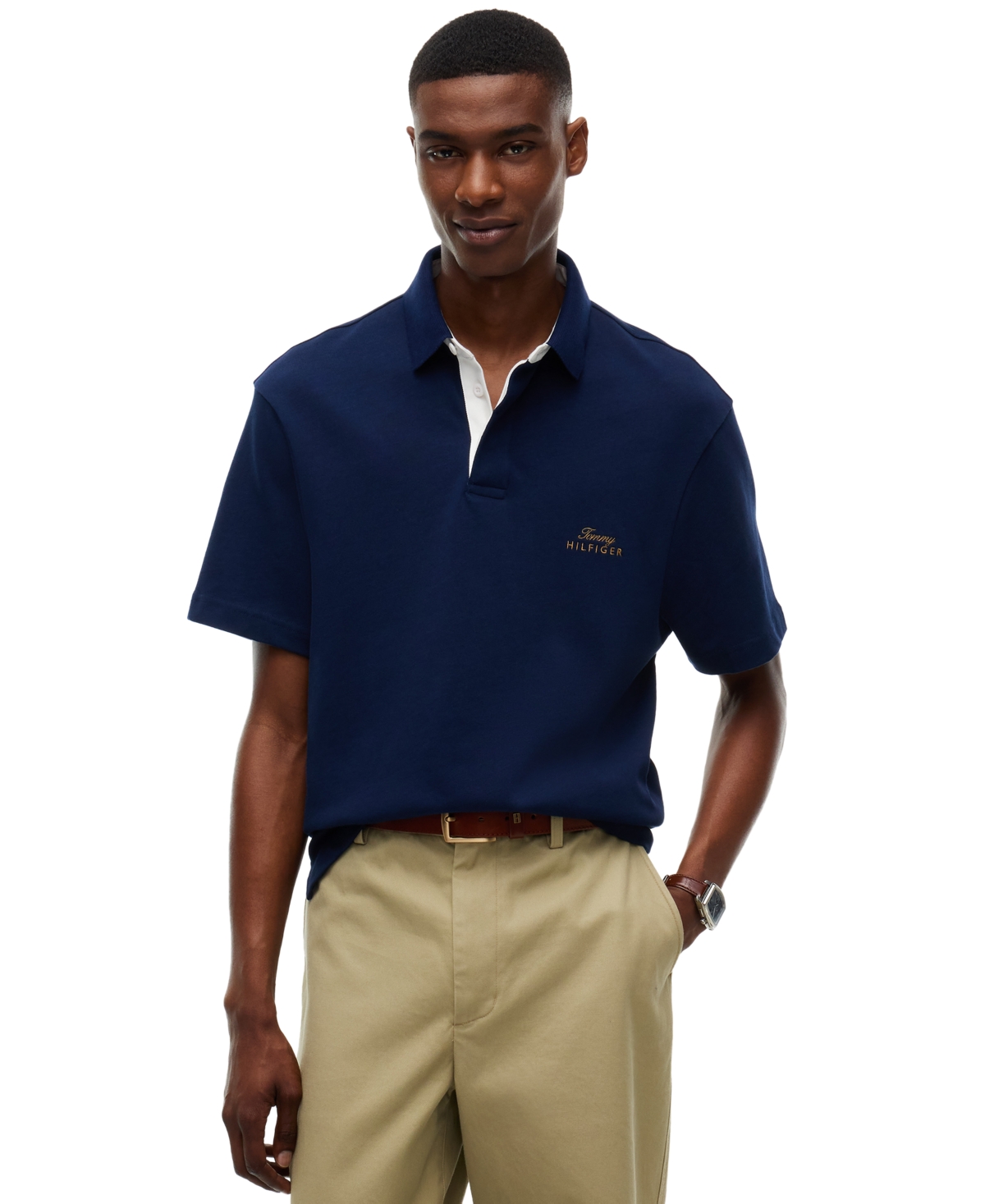 Tommy Hilfiger Men's Short-Sleeve Flag Back Classic Polo - Carbon Navy