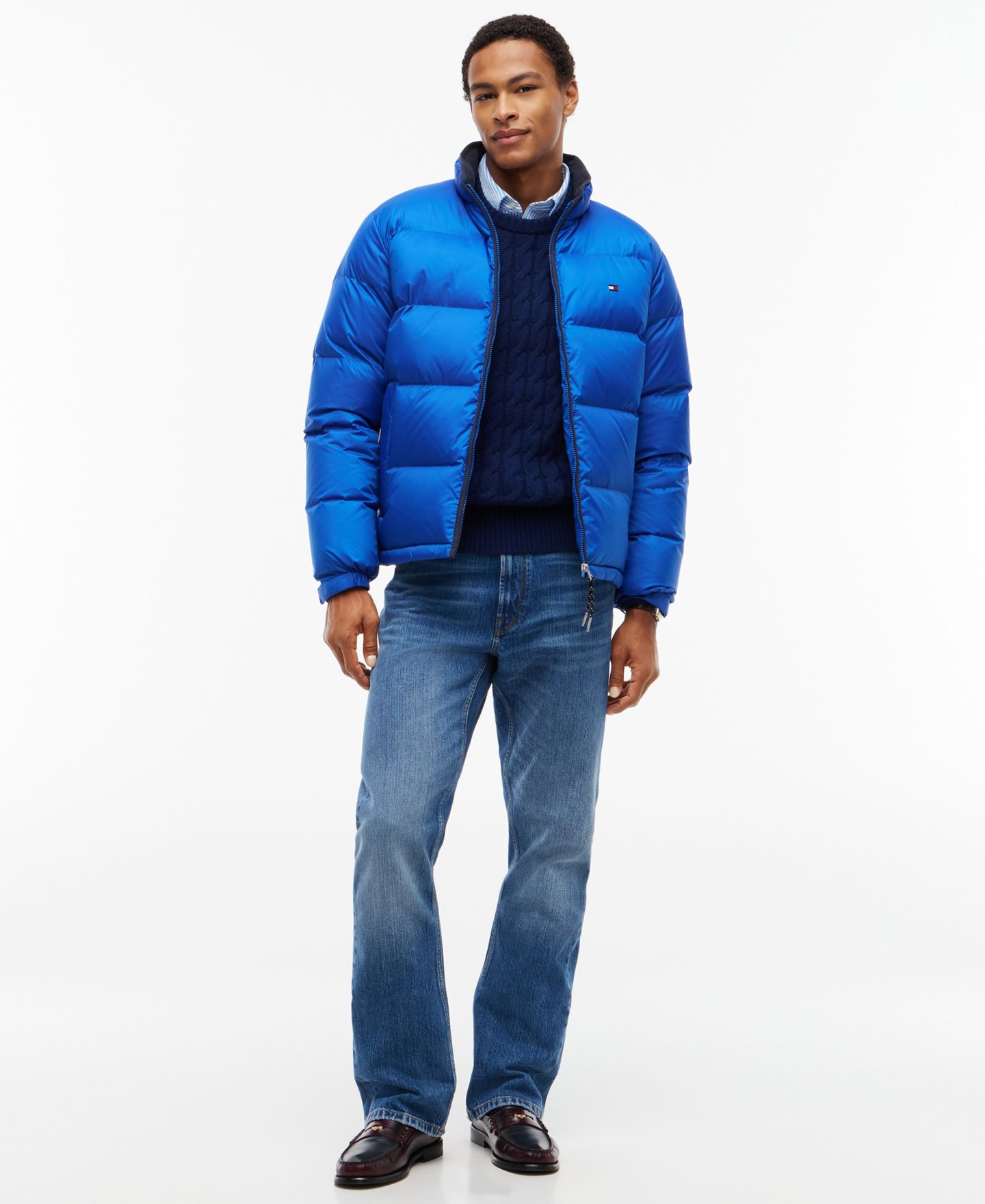 Мужская куртка Tommy Hilfiger Ripstop Stand-Collar Puffer, цвет: Синий — фото 2