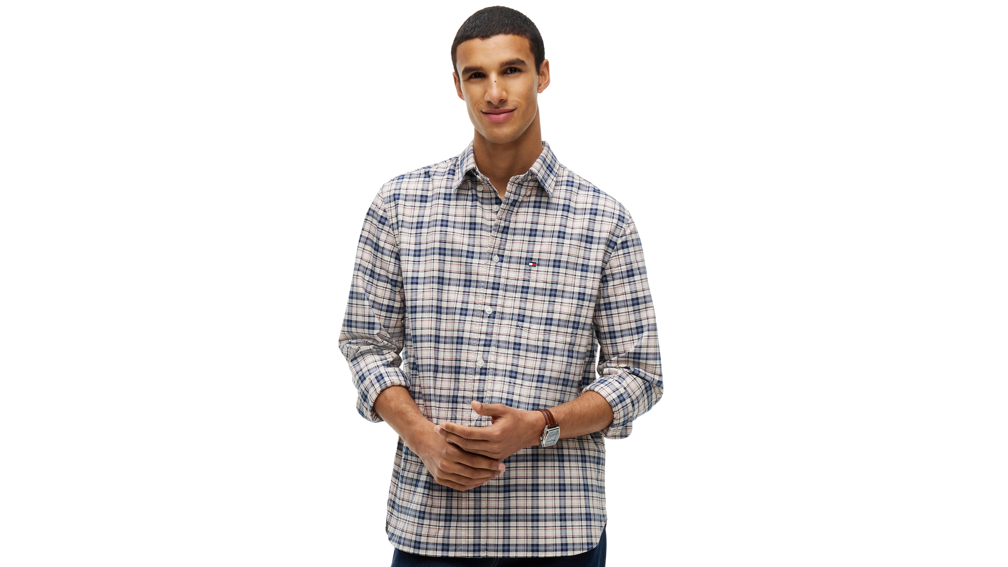 Tommy Hilfiger Men's Oxford Tartan Check Regular-Fit Button-Down Long-Sleeve Shirt