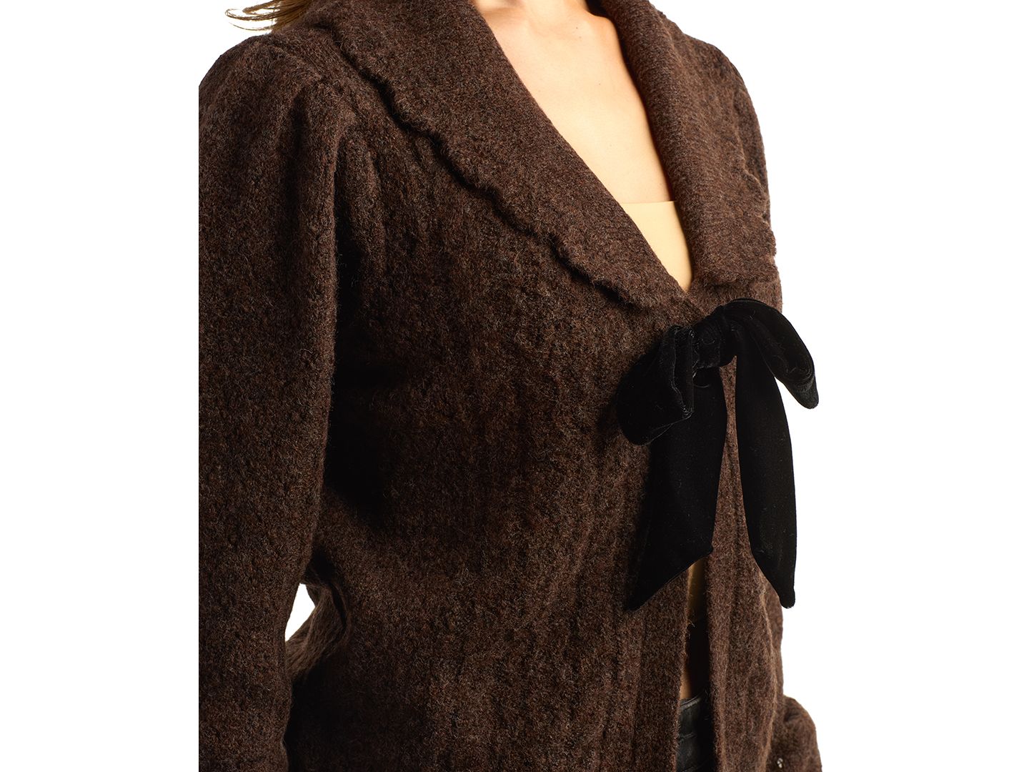 Женский кардиган BCX Juniors' Cable-Knit Bow Long-Sleeve, цвет: Шоколадный — фото 3
