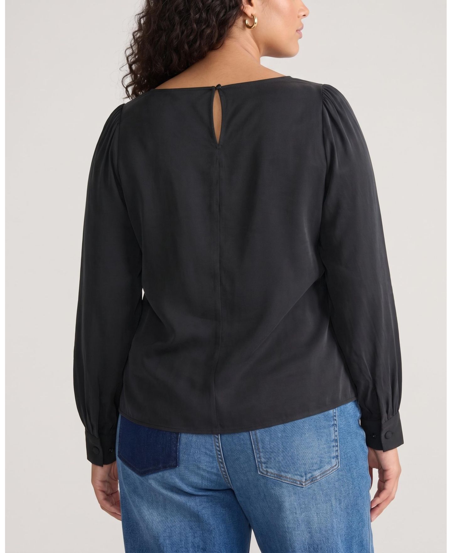 Женская блузка Universal Standard Plus Size Sabrina Twist Front Stretch Cupro, цвет: Чёрный — фото 3