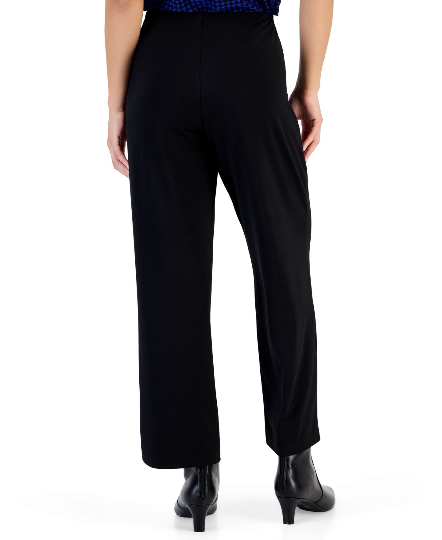 Женские брюки JM Collection Petites Knit Wide-Leg Pull-On Pants, Petite & Petite Short, цвет: Глубокий чёрный — фото 6