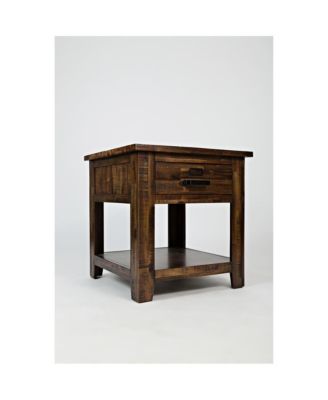 Distressed Industrial End Table with Acacia and MDF Construction