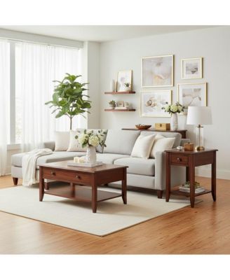 Wooden Side Table with Drawer and Shelf - Elegant Bedside End Table